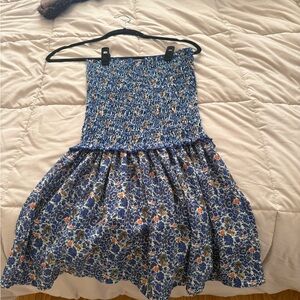 Strawberry Milk Mob Blue Floral Smocked Mini Dress